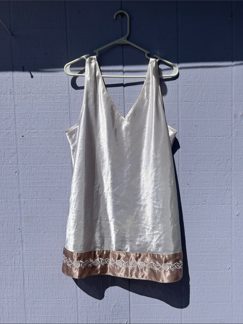 Jaclyn Smith Studio Ivory V-Neck Slip with Embroidered Hem